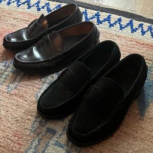Sebago Dan Black Suede Penny Loafer w rubber sole protectors FREE burgundy pair